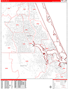 Port St. Lucie  Wall Map Red Line Style